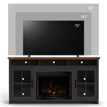 Load image into Gallery viewer, Fireplace TV Stand Console For TVs Up To 85" - Black / Whiskey