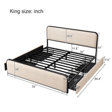 Load image into Gallery viewer, Modern Bed With Curved Upholstered Headboard And Footboard, Heavy Duty Metal Slats