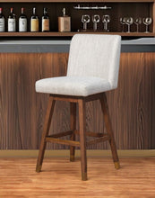 Load image into Gallery viewer, Upholstered And Solid Wood Swivel Bar Height Bar Chair - Beige And Brown