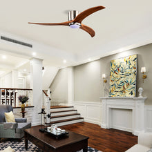 Load image into Gallery viewer, Flush Mount Fan Light, 3 Blades Ceiling Fan With Lights Remote Control, Quiet DC Motor, 6 Speed - Nickel