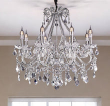 Load image into Gallery viewer, Candle Style Empire Eight Light Transparent Glass Led Ceiling Light - Nickel / Ivory / Clear
