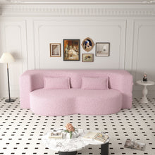 Load image into Gallery viewer, Modern Floor Sofa, With 2 Pillows, Convertible Teddy Fabric Foam Filled Bed