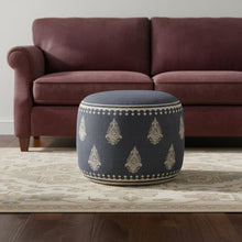 Load image into Gallery viewer, Round Ottoman Cotton - Blue