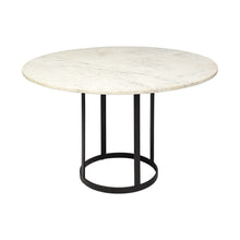 Load image into Gallery viewer, 48" Rounded Marble And Metal Pedestal Base Dining Table - Black / White