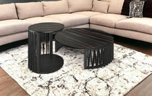Load image into Gallery viewer, Marble And Solid Wood Round Nested Coffee Tables - Black
