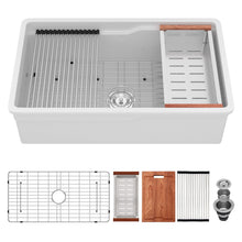 Load image into Gallery viewer, Undermount Workstation Single Bowl Porcelain Ceramic Kitchen Sink