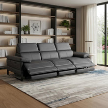 Load image into Gallery viewer, Top Grain Leather Reclining Metal USB Sofa (720332) - Dark Gray