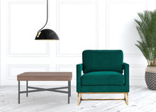 Load image into Gallery viewer, Stylish Velvet Steel Chair - Green And Gold