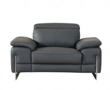 Load image into Gallery viewer, Faux Leather Club Chair - Gray And Silver