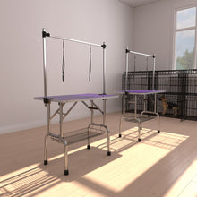 Load image into Gallery viewer, Folding Dog Pet Grooming Table Stainless Steel Frame Rubber Mat On Board With Adjustable Arm And Clamps Pet Dog Cat Grooming Table
