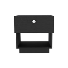 Load image into Gallery viewer, 20" One Drawer Faux Wood Nightstand - Black