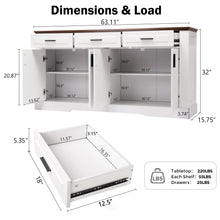 Load image into Gallery viewer, Fluted Sideboard Buffet Cabinet With 4 Doors And 3 Drawers