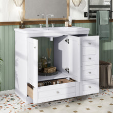 Load image into Gallery viewer, Shaker Free Standing Bathroom Vanity Cabinet With Sink, Soft Close Drawers, Soft Close Doors