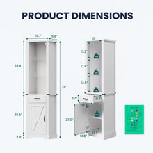 Load image into Gallery viewer, Pantry Cabinet With LED Lights And Barn Door With Tempered Glass Shelves - White