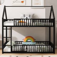 Load image into Gallery viewer, Metal House Bunk Bed With Fence And Door