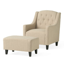 Load image into Gallery viewer, Elegant Upholstered Armchair With Ottoman Set - Beige