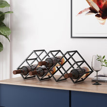 Load image into Gallery viewer, Modern Industrial Tabletop Wine Rack With 7 Bottle Holders - Black
