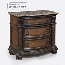 Load image into Gallery viewer, 3 Drawers Nightstand - Brown / Cherry