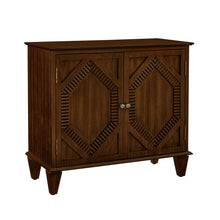Load image into Gallery viewer, Wood Carved Geometric Accent Cabinet With Two Doors - Brown