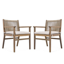 Load image into Gallery viewer, Outdoor Acacia Wood Patio Dining Armchair (Set of 2)