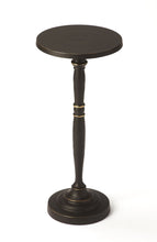 Load image into Gallery viewer, 22" Distressed Aluminum Round Pedestal End Table - Black