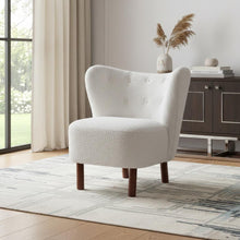 Load image into Gallery viewer, Sherpa And Brown Polka Dots Wingback Chair - White