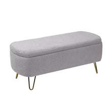 Load image into Gallery viewer, Storage Ottoman Bench For End Of Bed Legs, Modern Camel Faux Fur Entryway Bench Upholstered Padded With Storage For Living Room Bedroom