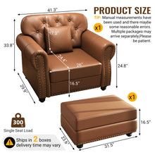 Load image into Gallery viewer, Upholstered Sofa With Nailhead Trim, Rolled Armrests With Ottoman