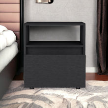 Load image into Gallery viewer, 21" One Drawer Faux Wood Nightstand - Black
