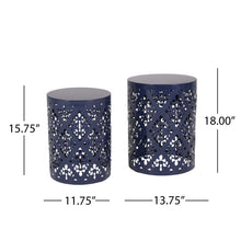Load image into Gallery viewer, Modern Iron Cut Design End Table (Set of 2) - Navy Blue