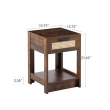 Load image into Gallery viewer, 15.75" Rattan End Table With Drawer, Modern Nightstand, Side Table For Living Room, Bedroom