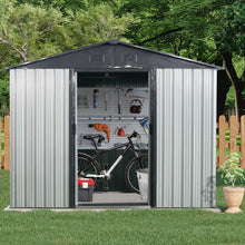 Load image into Gallery viewer, 8Ft X 4Ft Outdoor Metal Storage Shed With Window And Metal Foundation For Backyard, Patio, Lawn