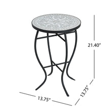 Load image into Gallery viewer, Outdoor Round Side Table With Mosaic Style Top And Curved Iron Legs