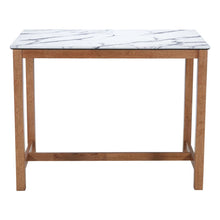 Load image into Gallery viewer, Faux Marble Solid Wood Rectangular Bar Table - White