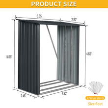 Load image into Gallery viewer, Outdoor Meta Firewood Rack, Open Wood Shed For Firewood, Pellet, Or Lumber Storage - Black