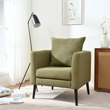 Load image into Gallery viewer, Barrel Chair, Modern Accent Chair, Fabric Armchair Club Chair, Upholstered Arm Chair With Solid Wood Legs, Waist Pillow, Padded Single Chair For Living Room / Bedroom / Study / Waiting Room - Olive Green