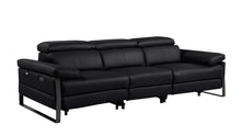 Load image into Gallery viewer, Top Grain Leather Reclining Metal USB Sofa (720326) - Black