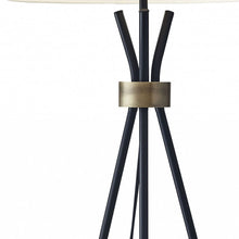 Load image into Gallery viewer, Tripod Floor Lamp With White Empire Shade - Black