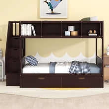 Load image into Gallery viewer, Bunk Bed With Shelfs, Storage Staircase And 2 Drawers