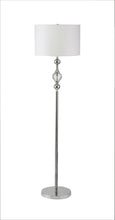 Load image into Gallery viewer, Crystal Orb Shaped Floor Lamp With White Drum Shade - Chrome