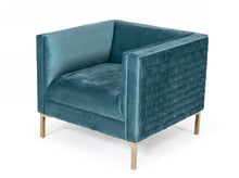 Load image into Gallery viewer, Woven Velvet Arm Chair - Teal And Gold