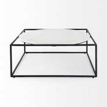 Load image into Gallery viewer, 36" Genuine Marble And Metal Square Coffee Table - White And Black