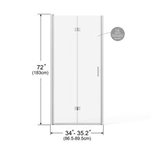 Load image into Gallery viewer, Bifold Frameless Glass Shower Door With Pivot Swing Panel, Tempered Clear Glass