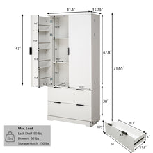 Load image into Gallery viewer, Fluted Kitchen Pantry Cabinet With 2 Large Drawers & 8 Door Spice Rack