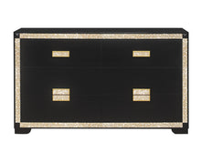 Load image into Gallery viewer, 62" Faux Crystal Bling Wood Six Drawer Double Dresser - Black And Gold