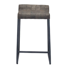 Load image into Gallery viewer, Leather And Iron Low Back Counter Height Bar Chair - Brown / Black