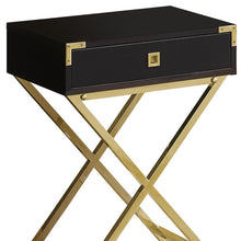 Load image into Gallery viewer, Wood And Metal End Table With Drawer - Gold / Black