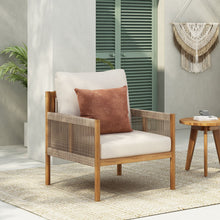 Load image into Gallery viewer, Modern Outdoor Woven Lounge Chair With Solid Wood Frame - Teak