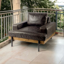 Load image into Gallery viewer, Faux Leather Distressed Club Chair - Black