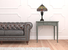 Load image into Gallery viewer, Metal Two Light Table Lamp With Purple Cone Shade - Bronze